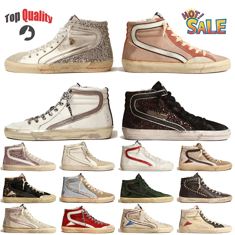 OG Original Women Mens Designer Casual Shoes High-top Slide Star Suede Vintage finish Sneakers Silver Glitter GoldenGoosess Italy Brand Sports Trainers Size 35-46