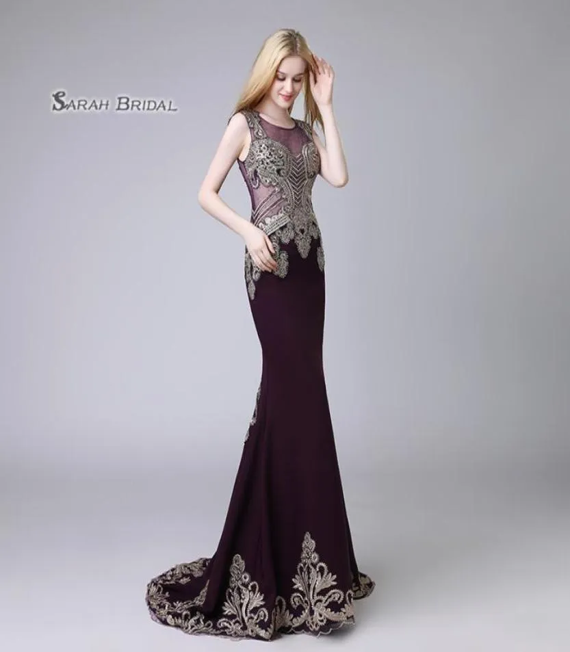 Purple Crystal Mermaid Black Beaded Prom Party Dress 2019 Sexig Elegant Beading Vestidos de Festa Evening Wear Formal Eccase Gown2730918