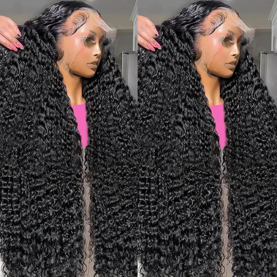 baby hair 40 Inch Curly Lace Front Human Hair Wig Hd Water Wave Ready To Wear 13x6 Deep Wave 250 Density 5x5 Glueless Wig for Women