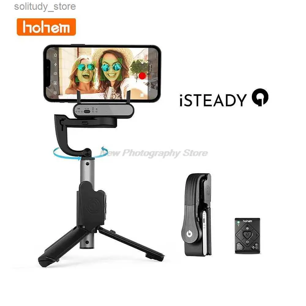 スタビライザーハンドヘルドユニバーサルジョイントスタビライザーhohem isteady q携帯電話セルフィースティック延長ロッド調整可能な三脚スマートフォンリモコンq240319