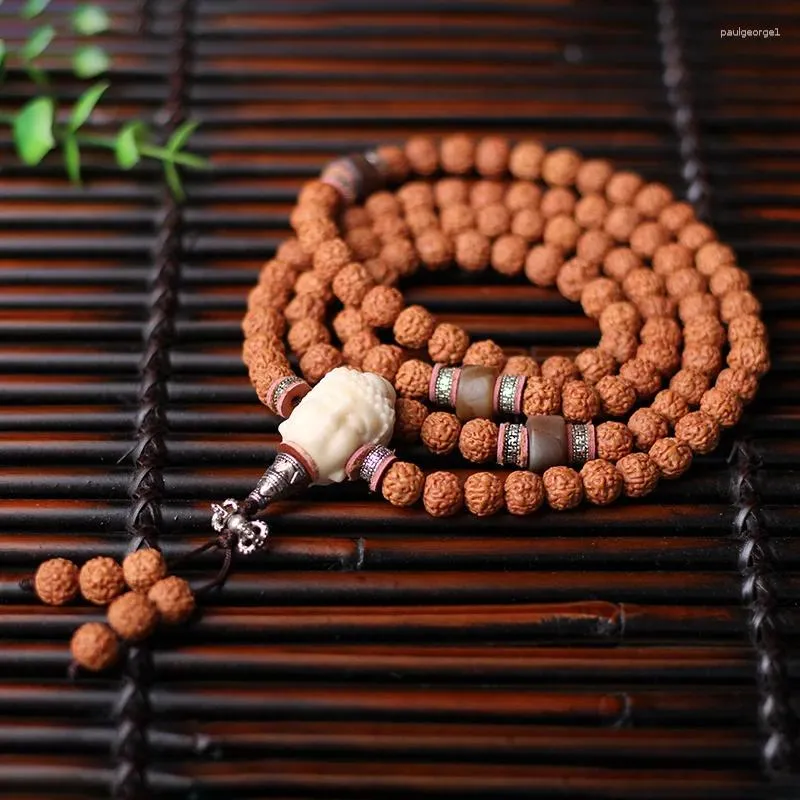 Strand Natural Indonesia Small Jingang Bodhi Five Faces Pattern 108 Pcs Seed Rosary Bracelet Wholesale