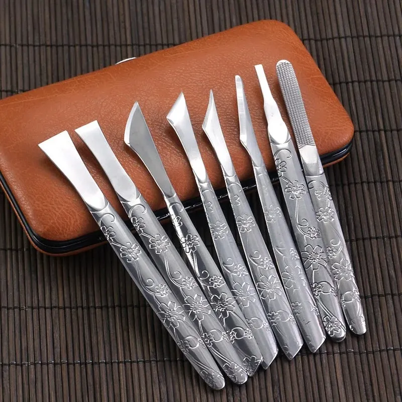 8 pièces/ensemble ensemble d'outils de pédicure couteau de pédicure en acier inoxydable coupe-ongles Kit de couteau de manucure à couteau de dermatomie outil de soin des pieds