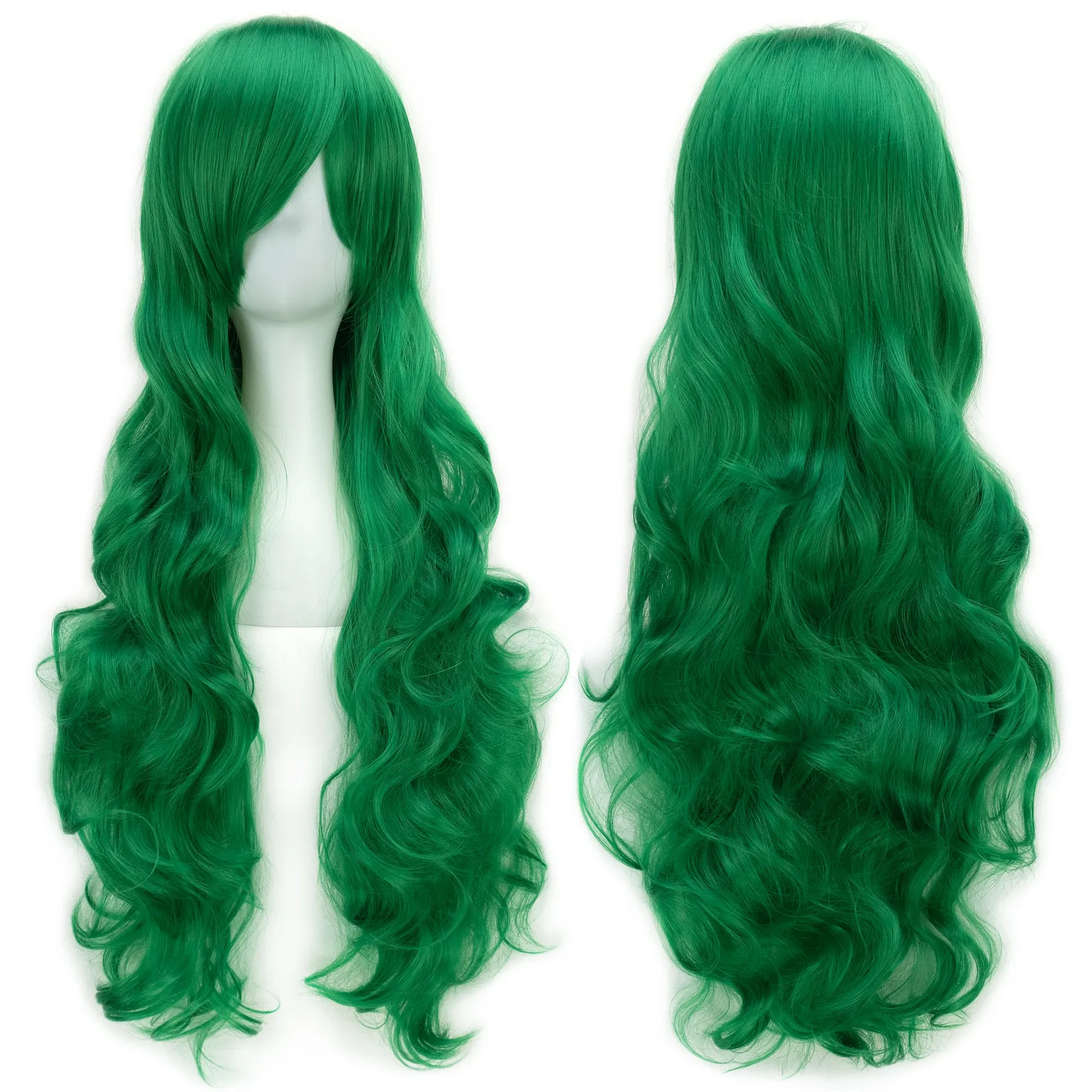 Parrucche Soowee 30 colori 80 cm Lunghi capelli ricci Parrucche cosplay verdi Accessori per capelli sintetici resistenti al calore Parrucca nera per feste per le donne