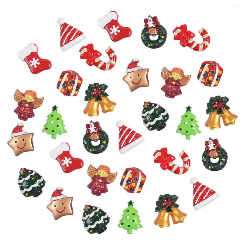 Party Decoration Behogar 30pcs Mini Christmas Series Resin Flatback Charm Accessories For DIY Mobile Phone Case Earring Hairpin Cristmas