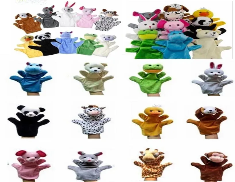 2024 100 PCSLOT 9QUOT Animal Hand Glove Dolbs Big Plush Puppet 손 장난감 아기 동물 동물원 농장 동물 꼭두각시 손가락 자루 plu