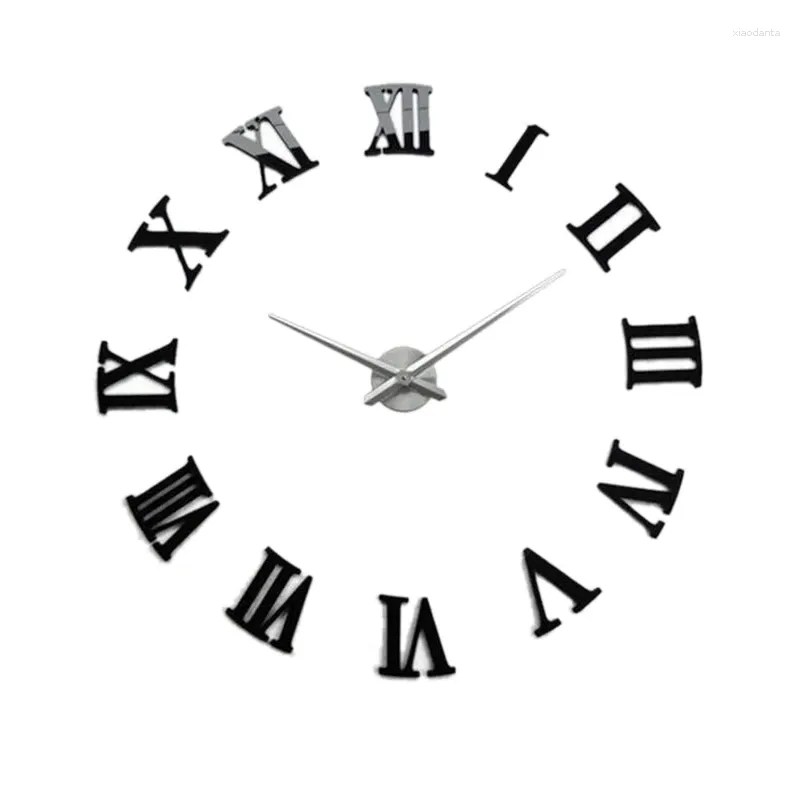 Horloges murales ABSF Horloge DIY 3D Grand Design avec chiffres romains Moderne Rond Convient comme décoration de salon