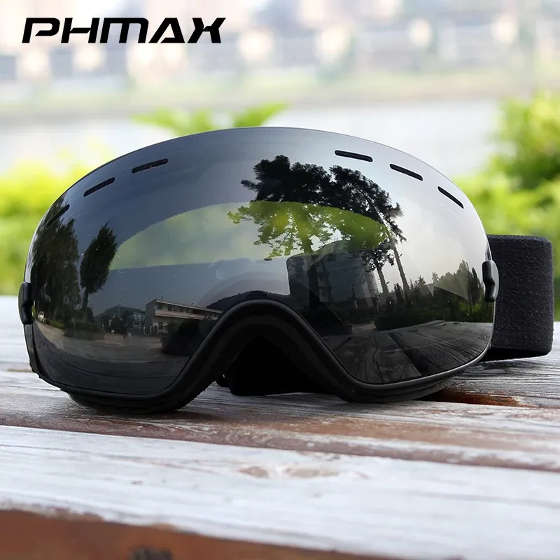 Goggles Phmax Ski Goggles otg anti-brouillard Black Snow Goggles TPU Cadre UV Protection Snowboard Goggles pour hommes Femmes Adult Youth Cool Gift