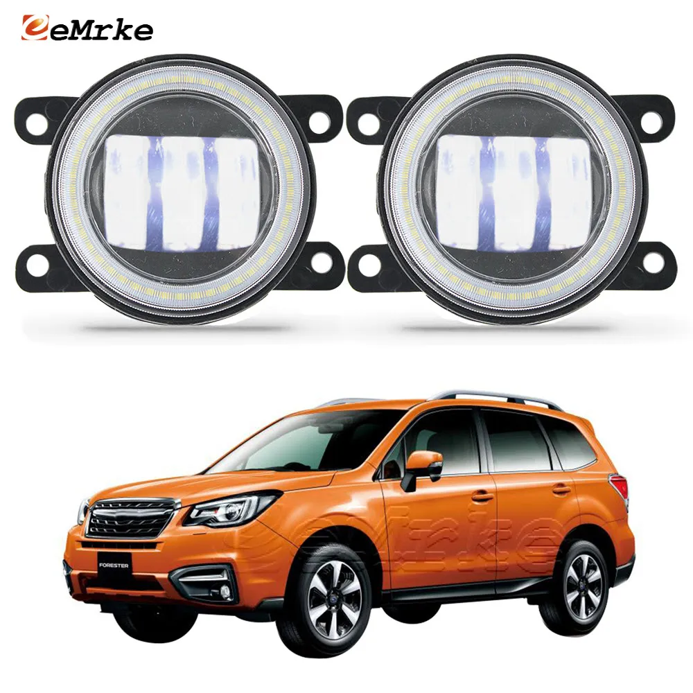 EEMRKE LED DRL Nebelscheinwerfer 30 W/40 W mit klarer Linse für Subaru Forester SJ Facelift 2016 2017 2018 2019 LED Angel Eyes Auto Tagfahrlicht 12 V Nebelscheinwerfer