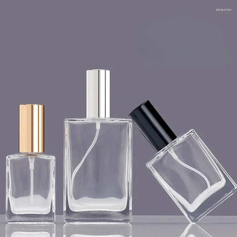 Bouteilles de stockage Bouteille carrée en verre transparent 30/50/100 ml Argent Parfum Conteneurs cosmétiques Ligne Mist Spray Pocket