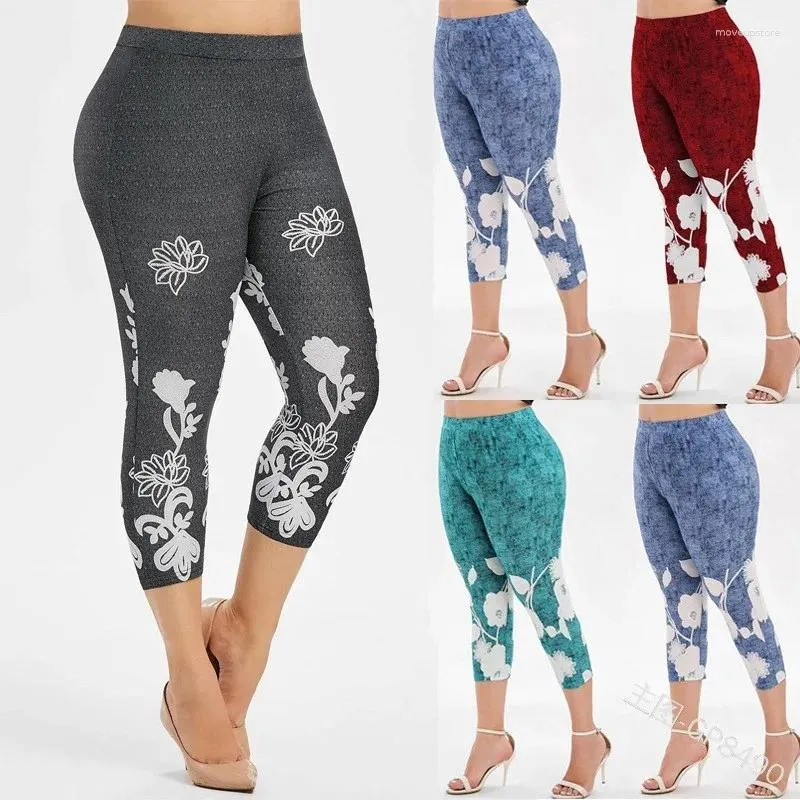 Yoga Outfit S-5XL Plus Taille Pantalon Femmes Floral Imprimer Capris Fitness Leggings 2024 Jogger Sexy Gym Run Push Up Entraînement Sport Vêtements