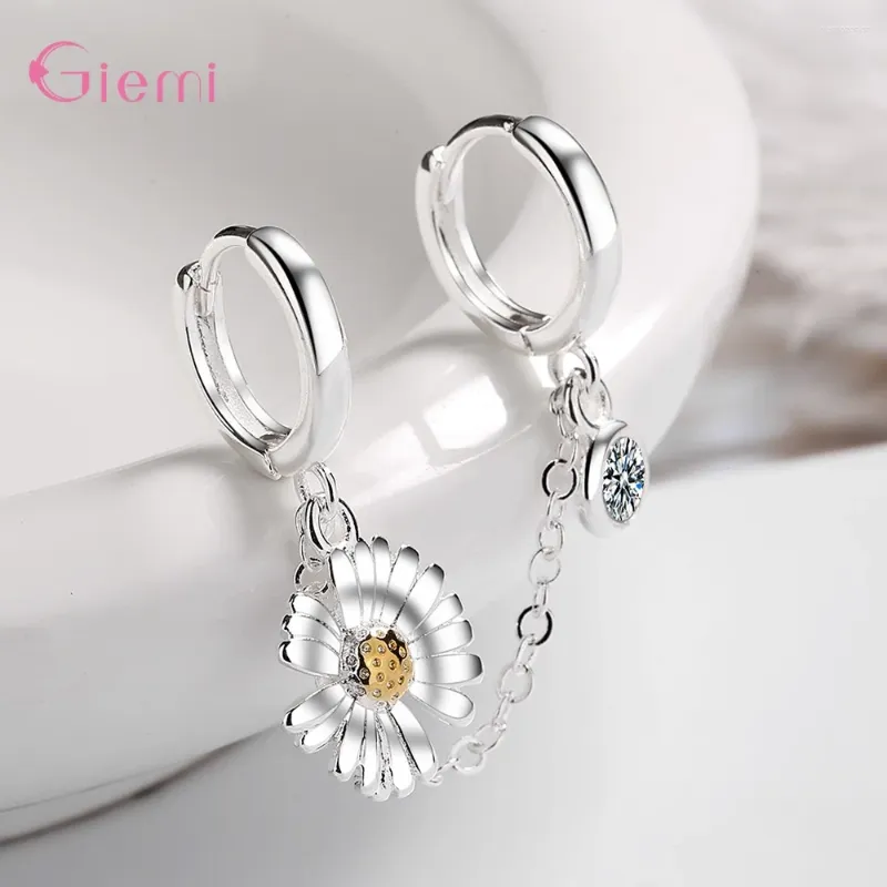 Hoop Earrings 925 Sterling Siver Cute Flower Crystal Statement For Women Girls Trendy Luxury Jewelr Wholesale