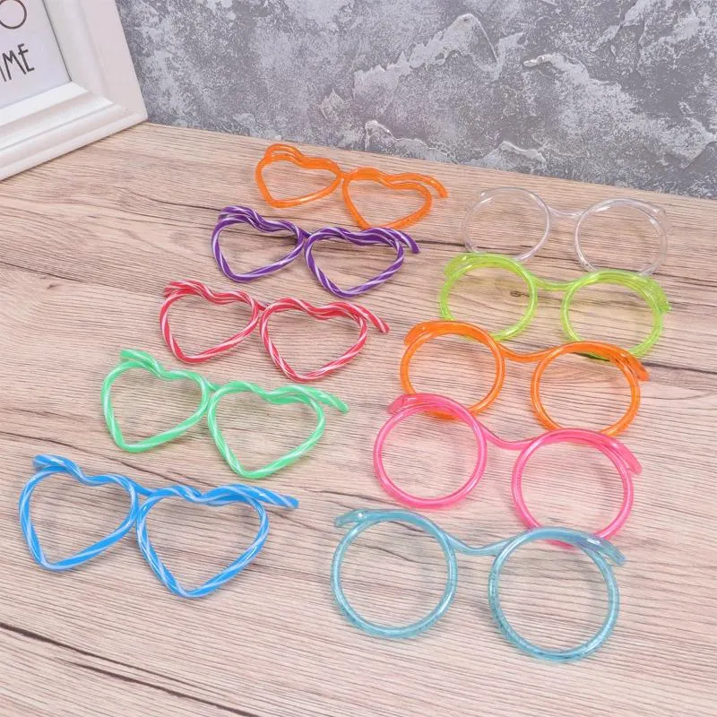 Bicchieri usa e getta Cannucce Stobok Bicchieri di plastica Sciocchi occhiali di paglia Fun Loop Novità Montatura per occhiali