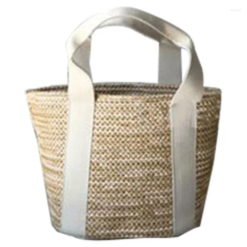 Totes Damen Sommer Strandtasche Stroh Top Griff Reisetasche Große Hobo