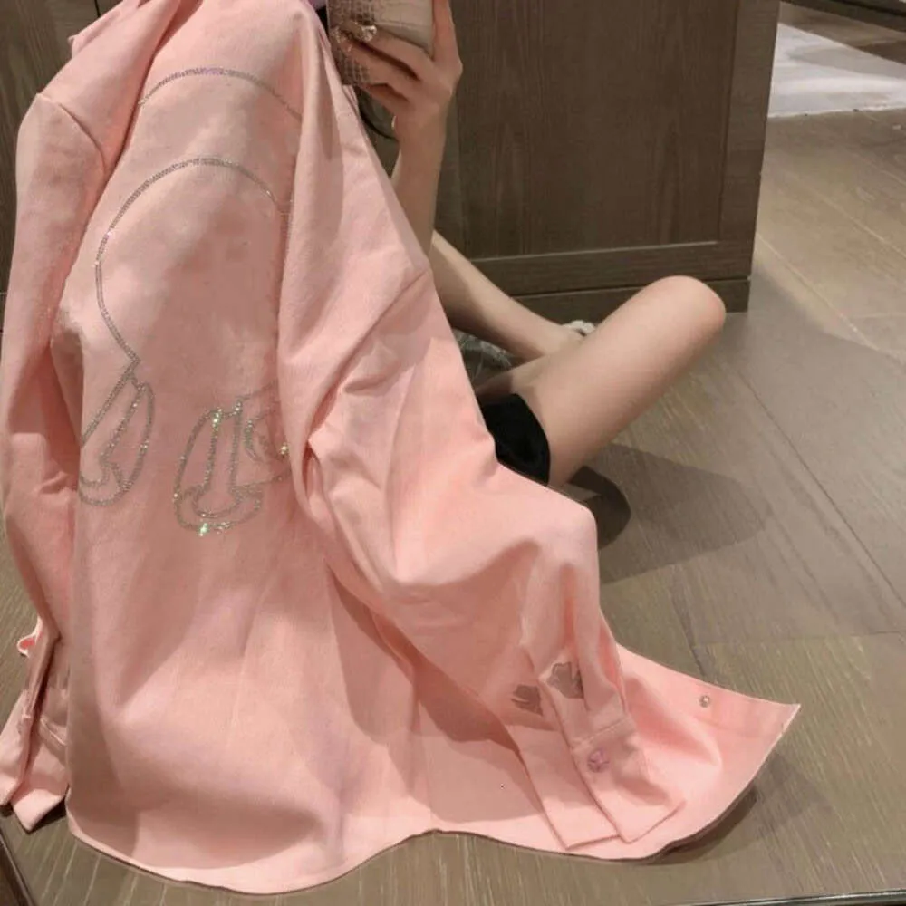 camicia firmata camicie da donna moda primavera calda diamante lettera camicetta cappotto in denim sciolto top croce rosa camicia da donna bavero top a maniche lunghe