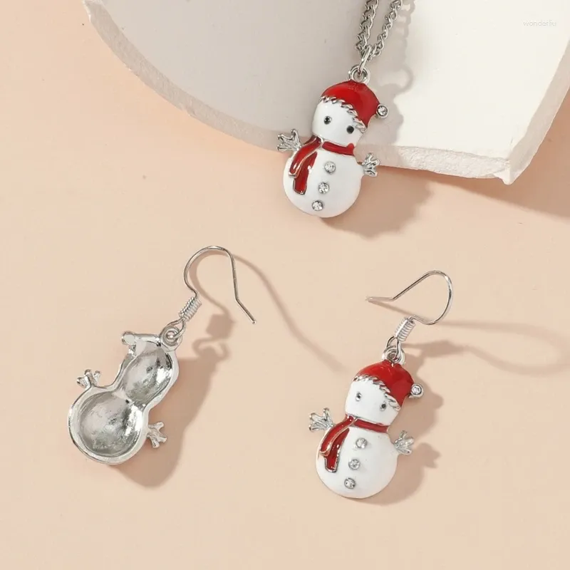 Dingle örhängen mode uttalande jultomten halsband örhänge smycken set snöflinga tall snögubbe till julfest