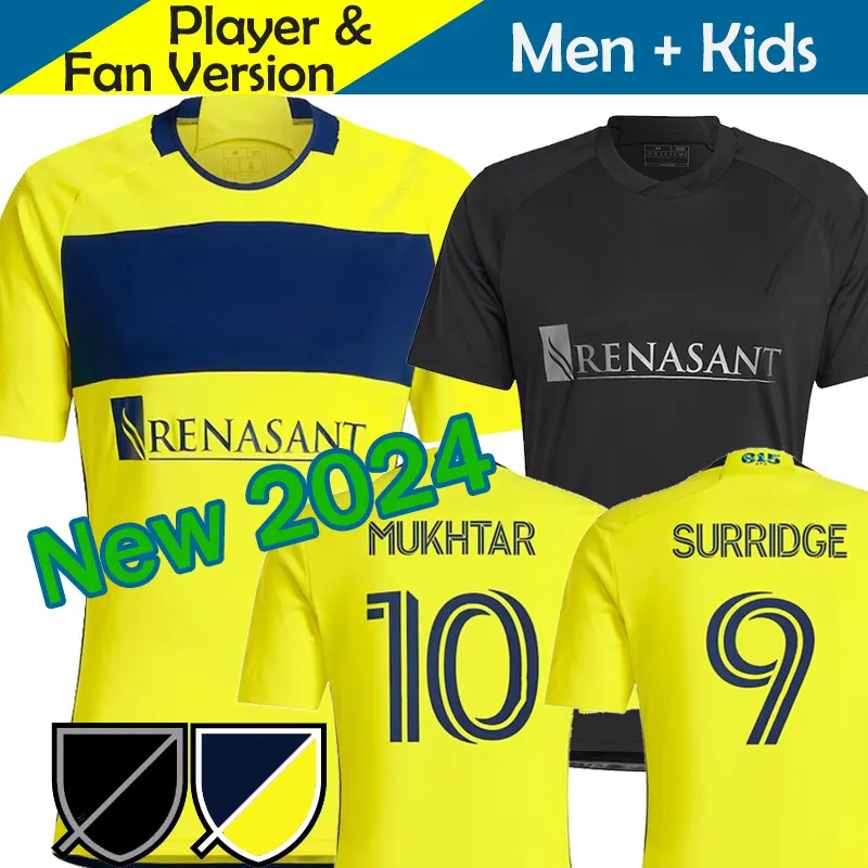 2023 2024 Nashville SC Voetbalshirts De 615 Kit 23/24 Voetbalshirts Primary Home Geel Uit Man In Zwart SURRIDGE MUKHTAR BOYD SHAFFELBURG MOORE ZIMMERMAN