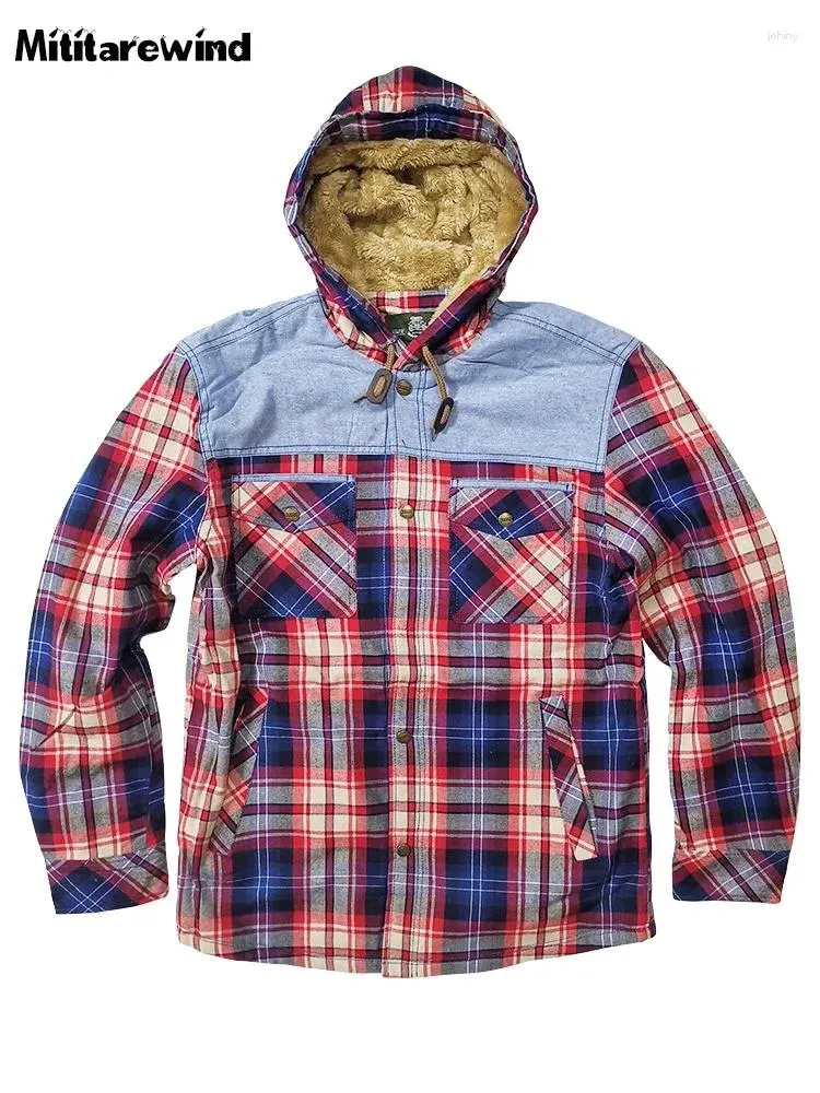 Chemises décontractées pour hommes printemps automne hommes polaire pour plaid coton à capuche simple boutonnage velours côtelé peluche laine d'agneau chemise homme