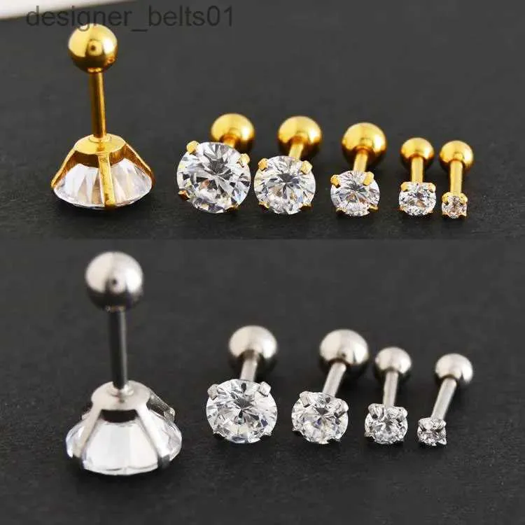 Stud 60 stücke Koreanische Zirkon Ohrringe Ohr Knochen s Anti Allergische Runde CZ Klar Kristall Edelstein Tragus Edelstahl 16G Frauen SchmuckC24319