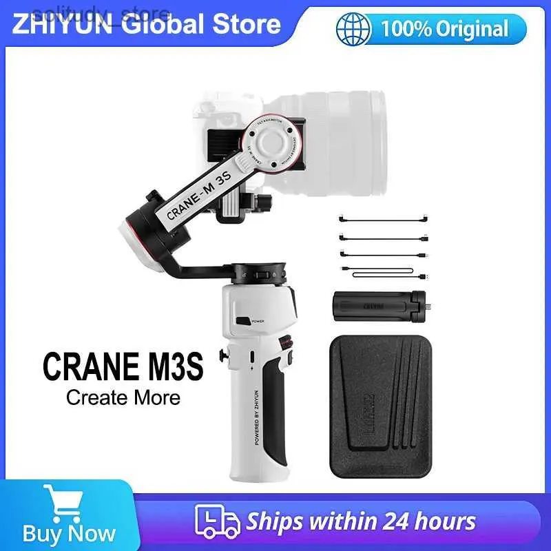 Stabilisateurs Zhiyun Crane M3S Crane M3S 3 axes caméra de poche stabilisateur de joint universel adapté aux téléphones avec appareil photo sans miroir Canon iPhone 14 Q240319