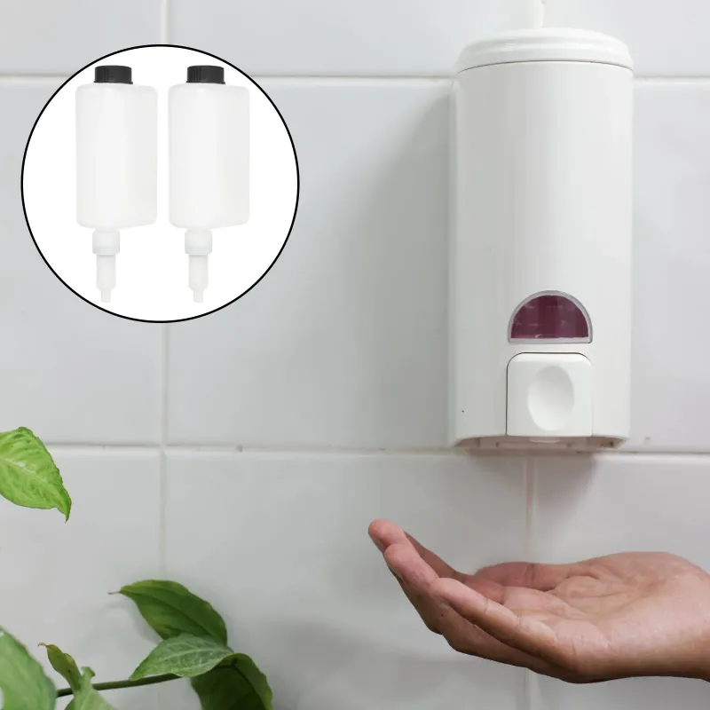 Flytande tvåldispenser 2 sätter hand lotion väggflaska schampo ersättande inre löstagbara huvudtillbehör behållare