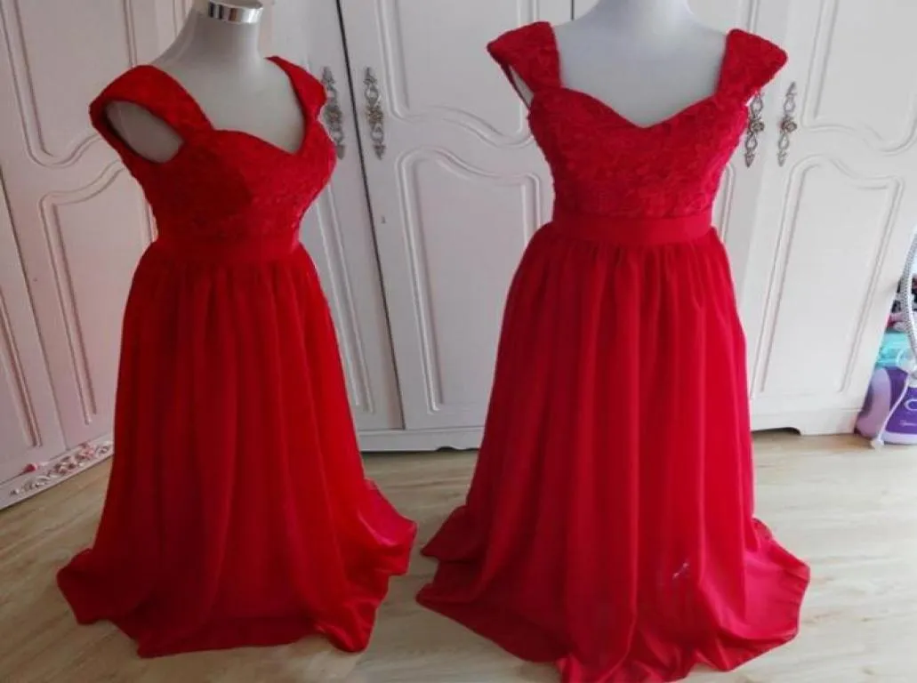 New Arrival Two Shoulders Lace and Chiffon Aline Long Prom Pageant Bridesmaid Dresses9216387