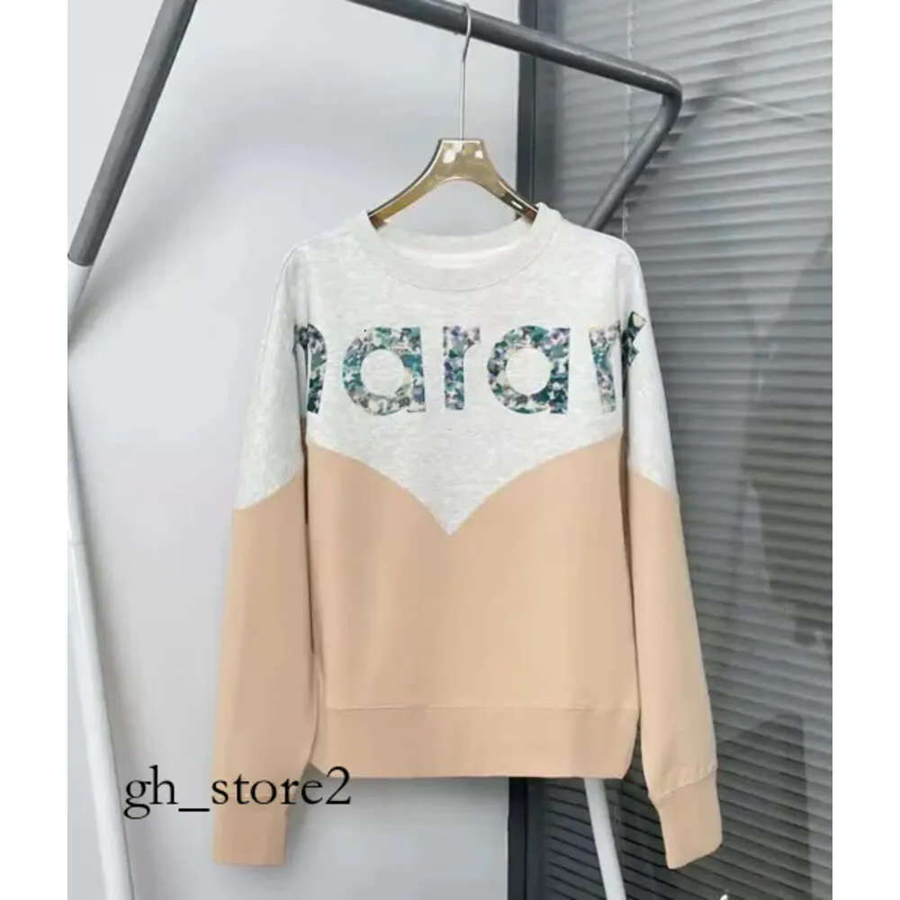 Isabel Marant Designer Sweatshirt Fashion New Round Neck Pullover Sweatshirt Women Letter Flocking Print Casual Color Contrast Long Sleeve Sweatshirt 863