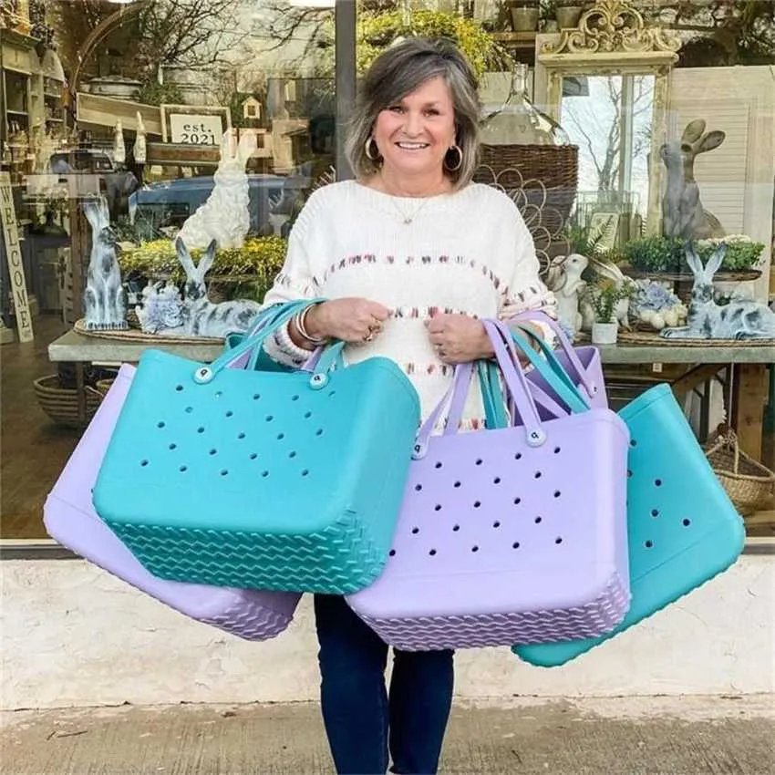 Borse a tracolla chic Borsa da spiaggia Eva Borsa da donna con grande contenitore stampato con foro per cestino 240311