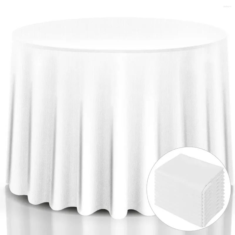 Table Cloth 10 Pcs 120'' Round Tablecloth Polyester For Home Wedding Restaurant Party White