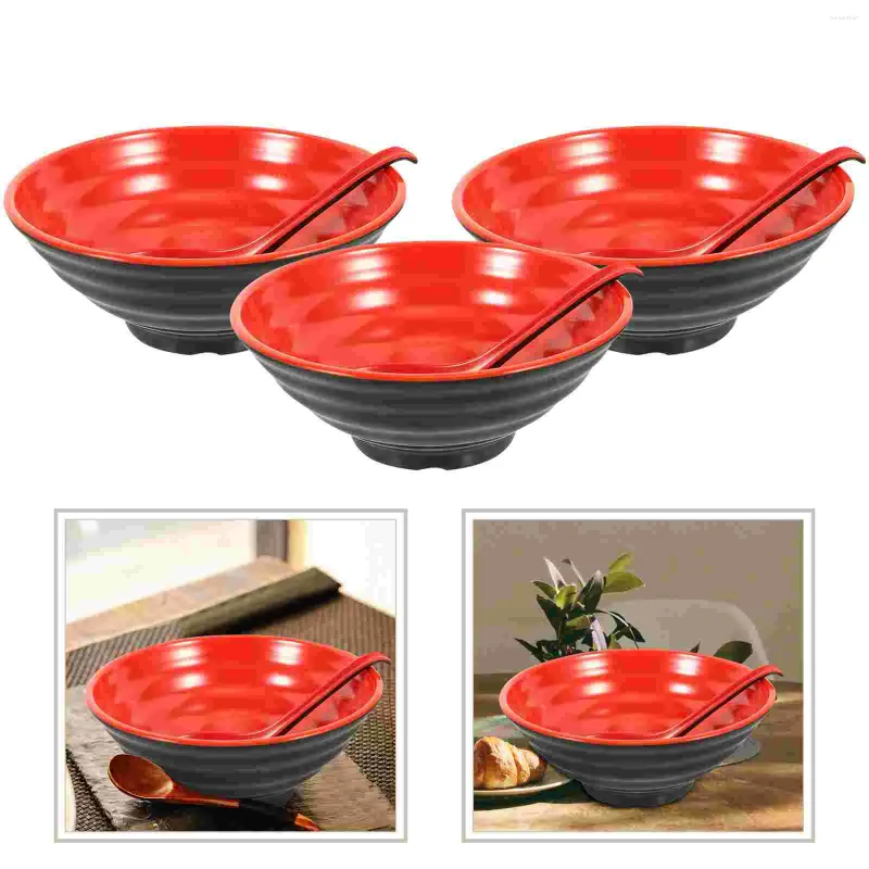 Bols Bol à soupe asiatique Ramen Set Cuillère japonaise Dessert domestique Cuillère à soupe Nouilles délicates Multi-usage Grand