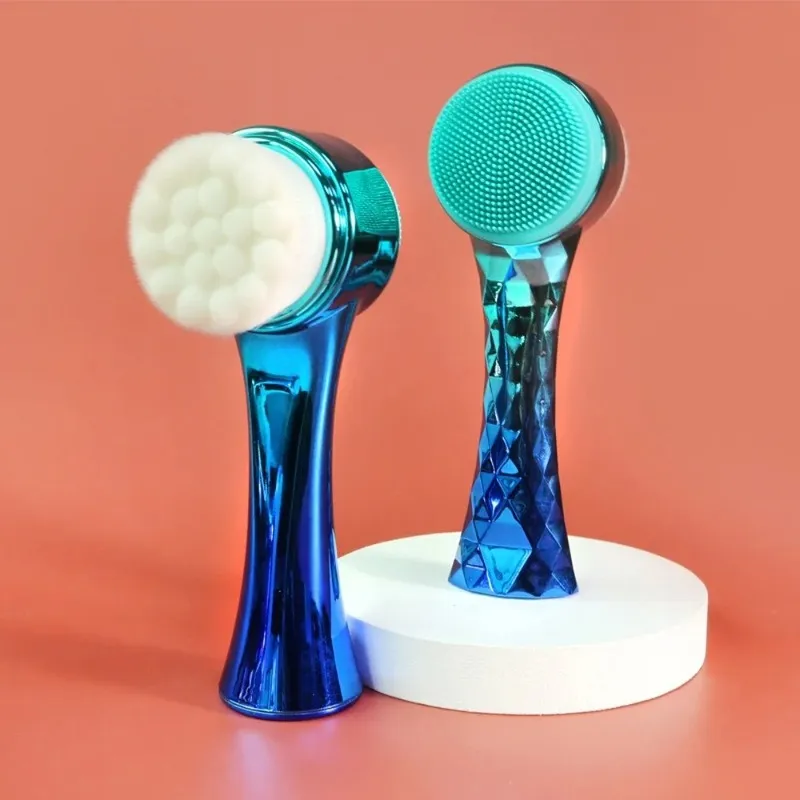 RTS Gradient Pore Exfoliating Face Brush Facial Cleansing Massage Brush Double-sided Wash Brush, Wash Makeup, Massaging Cleaning- Facial Cleansing Brush