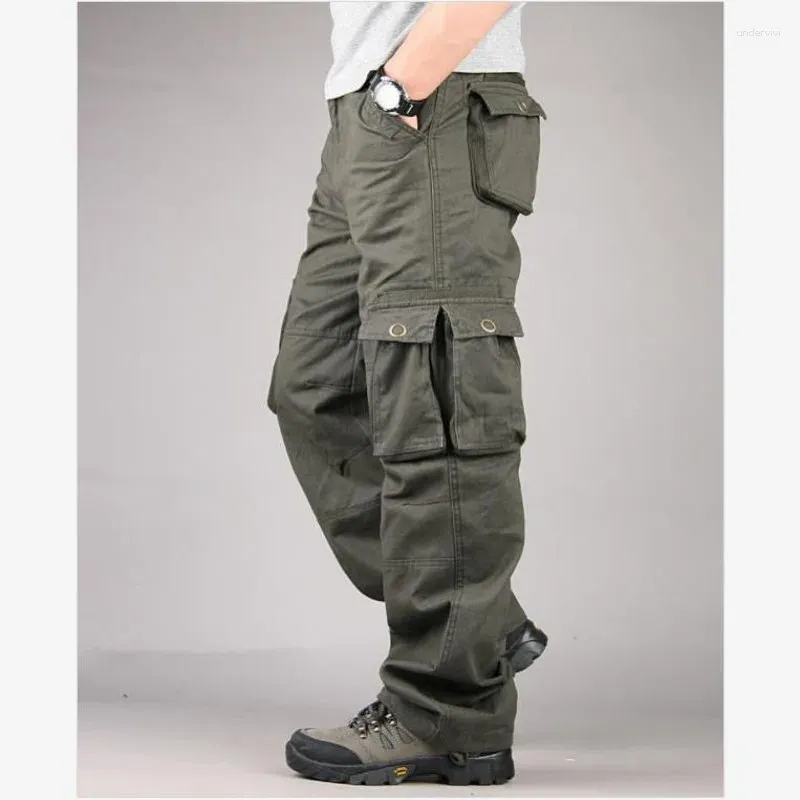 Pantaloni da uomo Cargo Fashion Casual Multi tasche Capispalla tattico militare Pantaloni dritti Pantaloni lunghi di grandi dimensioni