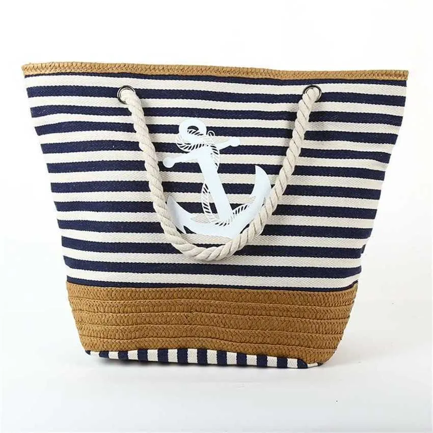 Sacs à bandoulière chics Mode Casual Toile Designer Sacs à main Sac fourre-tout Femmes Été Grande capacité Sac à provisions Creative Stripe Portable Tassel Beach 240311