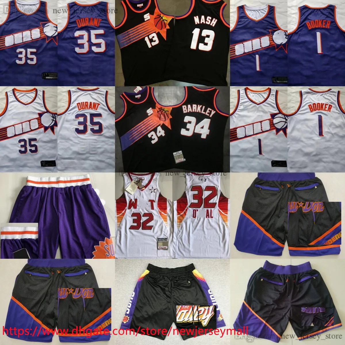 Аутентичная вышивка Баскетбол 1 DevinBooker 35 KevinDurant Jersey Classic 1996-97 Vintage 13 Steve Nash CharlesBarkley Трикотажные изделия с настоящей прошитой дышащей спортивной одеждой