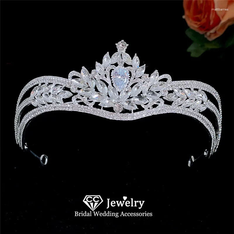 Pinces à cheveux Femmes Couronne Accessoires De Mariage Bandeaux De Mariée Bijoux De Fiançailles Forme De Feuille De Cristal Pageant Coronets Casque YQ238