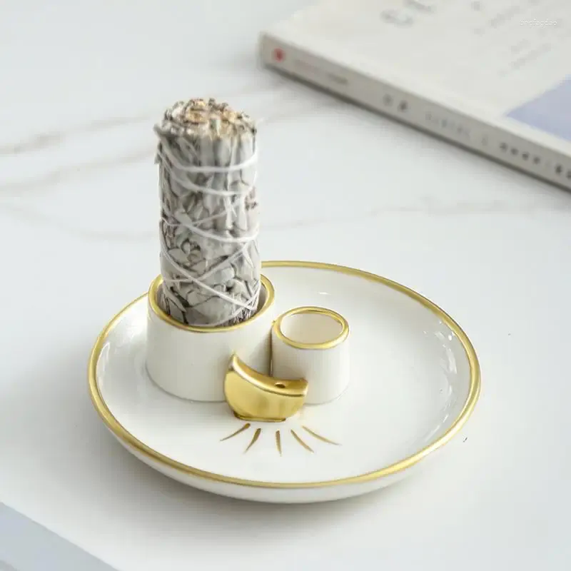 Candle Holders Holder Ceramic Incense Burner Stick Decorative Ash Catcher Tray Meditation Decor