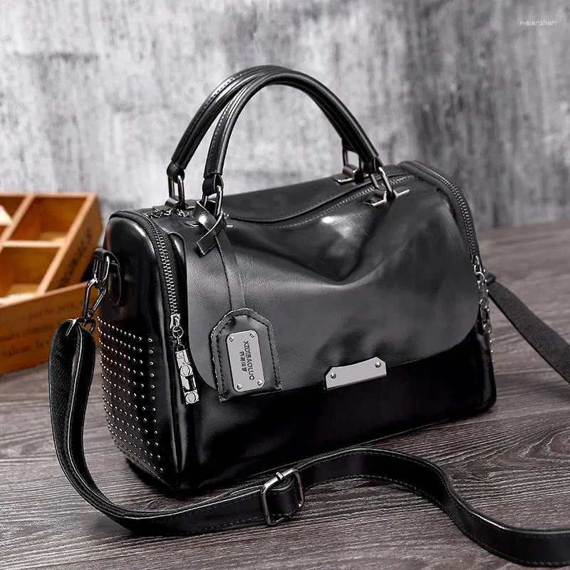 Totes 2024 elegante vintage óleo bolsa de couro grande de um ombro inclinado boston bolsa feminina designer de luxo bolsas de alta qualidade