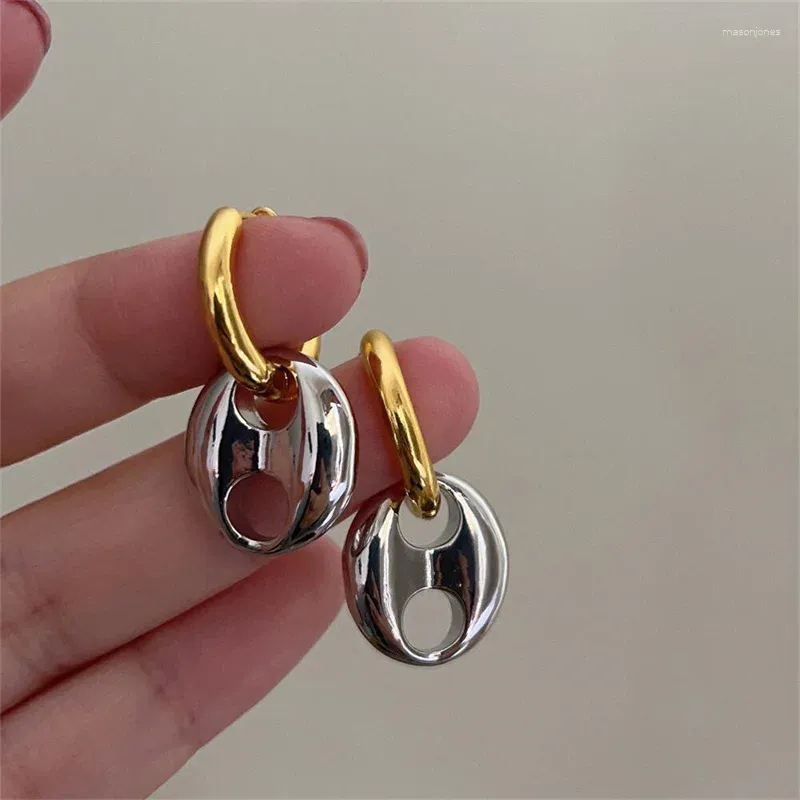 Hoop Earrings 2024 Silver Gold Plated Oval Bead For Women Girls Elegant Wedding Party Jewelry Gift E004