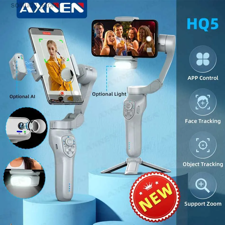 Estabilizadores AXNEN HQ5 3-Axis Handheld Gimbal Stabilizer Selfie Tripé para Smartphone iPhone Android Opcional AI Module Fill Light VS HQ3 Q240319