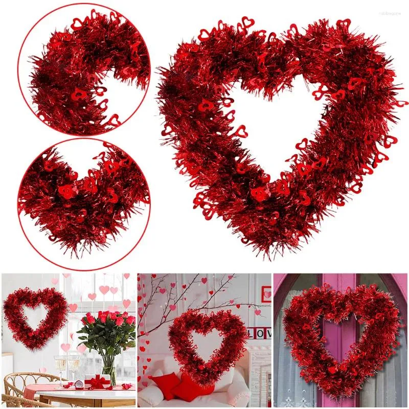 Kwiaty dekoracyjne 30 cm kształt serca wieniec Kreatywne ozdoby girlandy w kształcie serca walentynkowe dekoracja