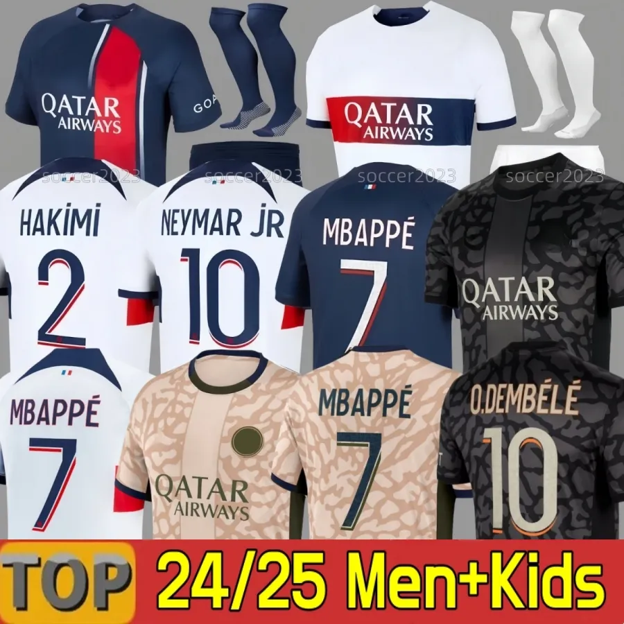 2023 2024 ZAIRE-EMERY maglia da calcio MBAPPE O.Dembele ASENSION HAKIMI Vitinha Maillots de football MARQUINHOS VERRATTI uomo bambini kit camicia uniformi ENFANT Fabian