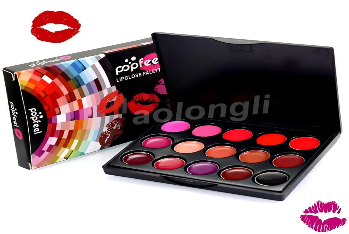 Popfeel Lip Gloss 15 colori Mini Lipgloss Makeup Palette modifica le labbra Nude Color Rosso Viola Rosa Idratante Lip Gloss palette 4121068