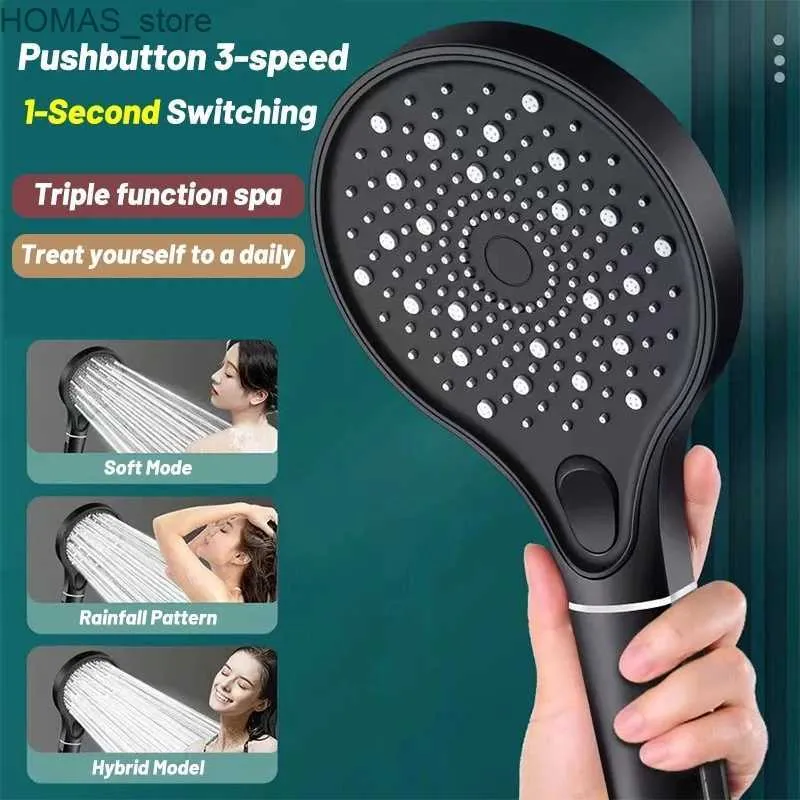 Bathroom Shower Heads New high-pressure 3 spray mode shower head with filter for hard water handheld shower head water-saving bathroom accessories Y240319