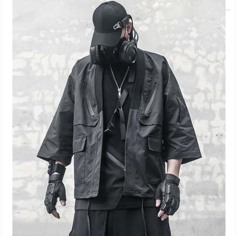 Männer Jacken 2024 Hohe Qualität Japanischen Stil Hip Hop Punk Cargo Jacke Kimino Mens Harajuku Vintage Casual Oberbekleidung Chaquetas Hombre