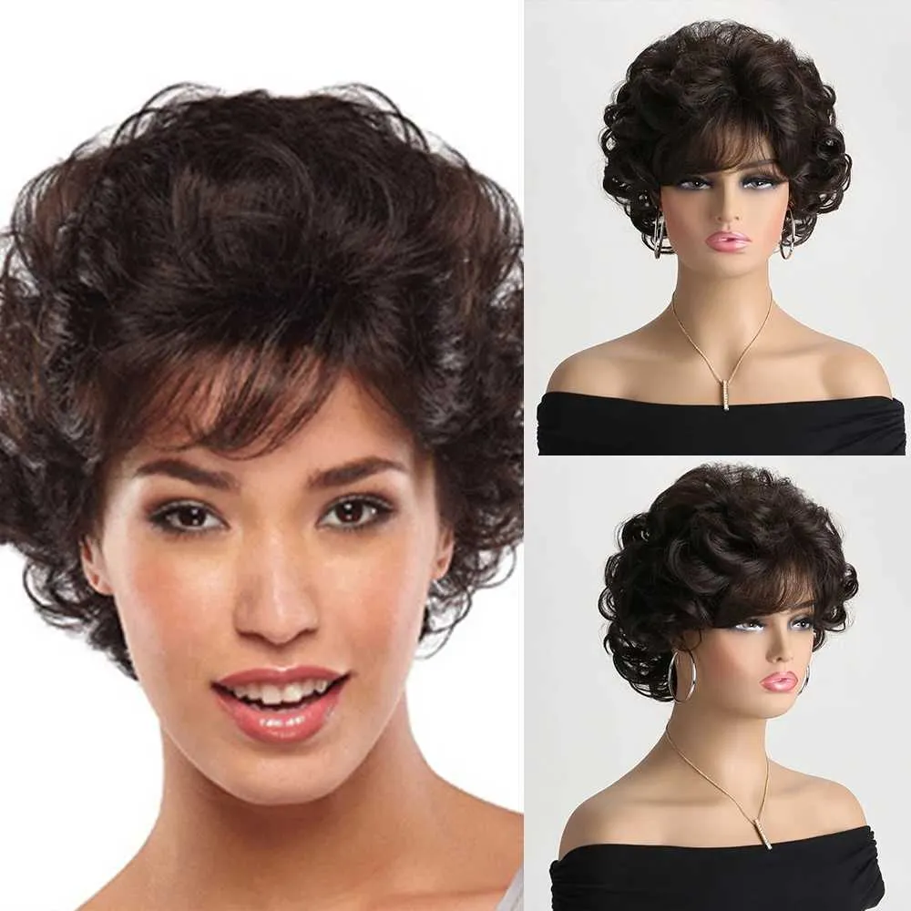 Synthetic Wigs Lace Wigs Brown Natural Wigs for Women Short curly Synthetic Wig Daily Party Heat Resistant Hair 240328 240327