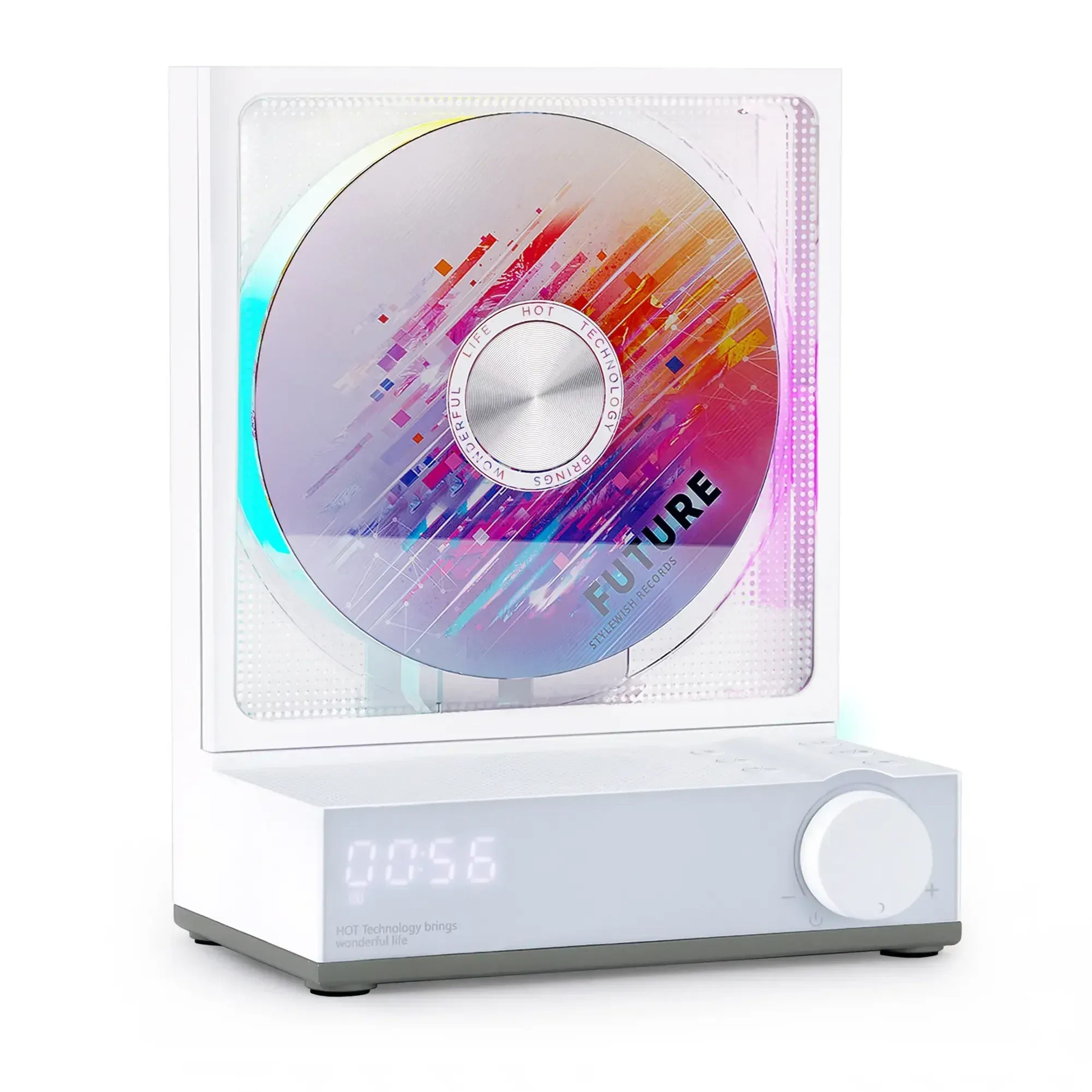Haut-parleurs Cadeau de mode Lecteur CD Bluetooth bidirectionnel RVB Effet de lumière de couleur éblouissante Lecteur rechargeable Haut-parleur intégré Entrée de carte TF