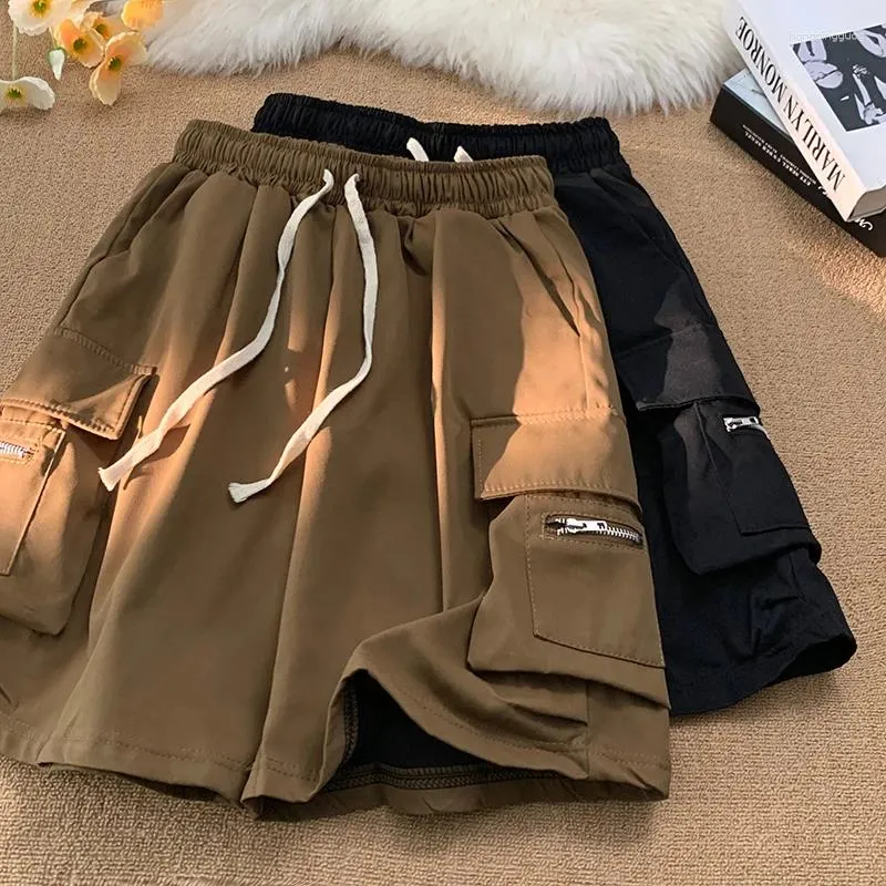 Men's Shorts Summer Cargo Japanese Style Beach Pants Sports Joggers Casual Running Elastic Waist Solid Color Short B94