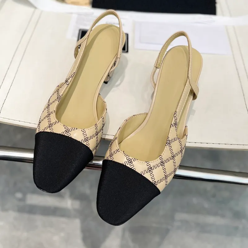 Nouvelles sandales à talons épais et bout carré pour femmes, avec patchwork en peau de mouton et doublure supérieure en soie, semelles classiques en cuir véritable et chaussures à talons hauts