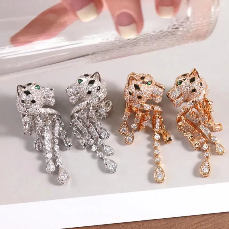 Stud Earrings Brand Vintage Jungle Leopard For Women Luxury Jewelry Fashion Designer Eardrop S925 Sliver Party Clip