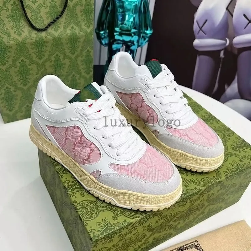 Nya designer skor re-web sneakers män kvinnor casual skor läder gummi yttersula plattform utomhus snörning rund huvud broderade sneakers storlek 35-46 3.18 23