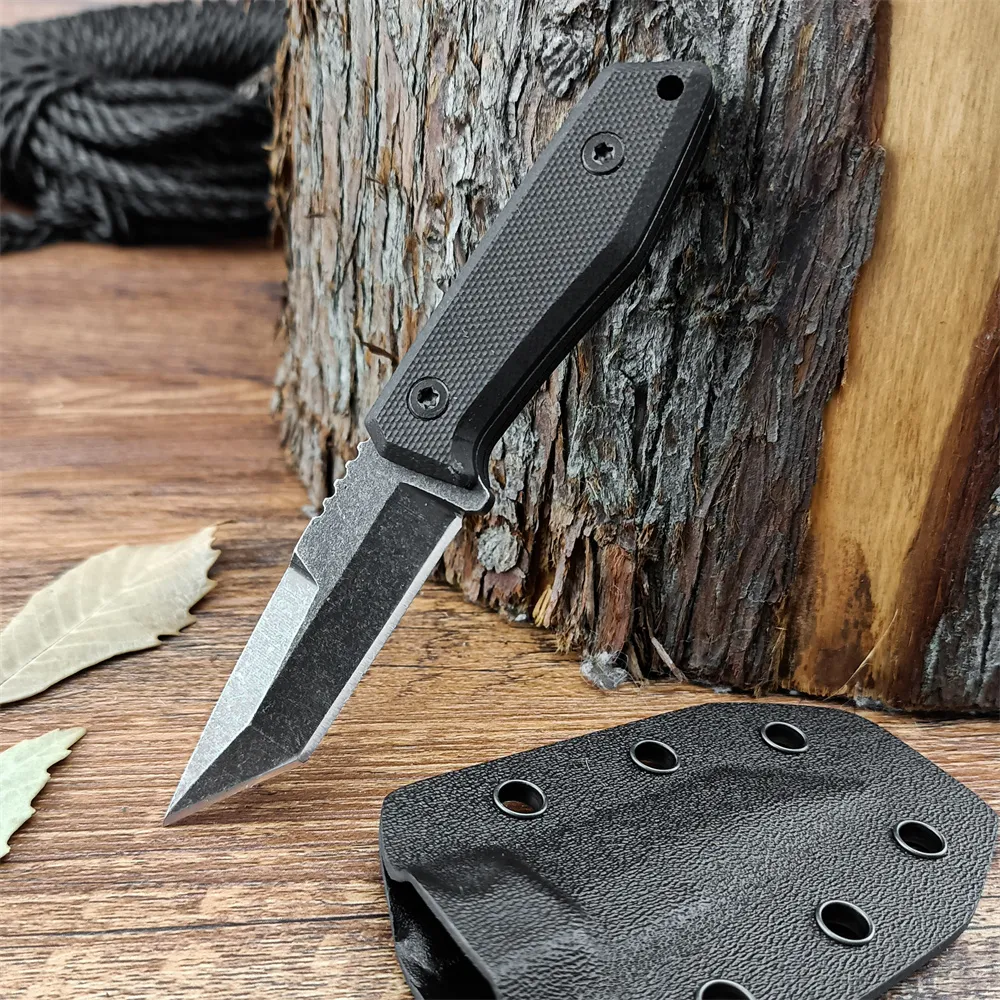 Mini Stonvättad fast bladkniv Tanto Blade G10 -handtag Utomhus Bailout Tactical Straight Kniv med Kydex Sheath 15000 3300 535 15535 3400